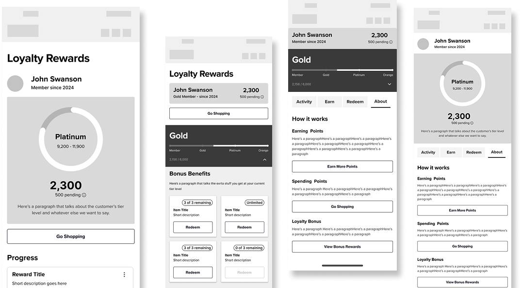 Loyalty Wireframes